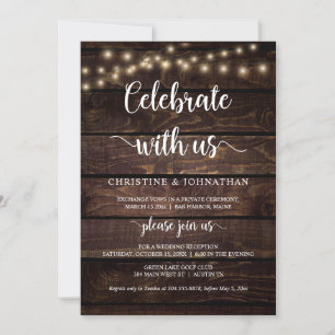 Vier met ons, Rustic Elopement Feest Uitnodiging