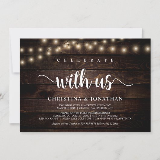 Vier met ons, Rustic Trouw Elopement Kaart (Voorkant)