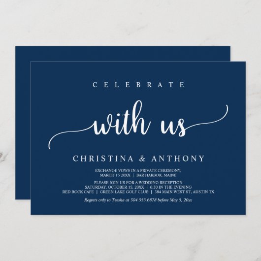 Vier met ons, Rustic Trouw Elopement Uitnodiging (Voorkant / Achterkant)