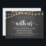 Vier met ons, Rustic Trouw Elopement Uitnodiging<br><div class="desc">Vier met ons,  Trouw Elopement Aankondiging / Uitnodigingskaart,  in Rustic boerderij krijtbord,  String Lights ontwerp. Dit is perfect voor je trouwreceptie en na-trouwfeest. Voeg je details toe in bijpassend lettertype / lettering.
#TeeshaDerrick</div>