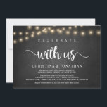 Vier met ons, Rustic Trouw Elopement Uitnodiging<br><div class="desc">Vier met ons,  Trouw Elopement Aankondiging / Uitnodigingskaart,  in Rustic boerderij krijtbord,  String Lights ontwerp. Dit is perfect voor je trouwreceptie en na-trouwfeest. Voeg je details toe in bijpassend lettertype / lettering.
#TeeshaDerrick</div>