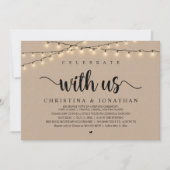 Vier met ons, rustieke bruiloft diner Elopement Kaart (Voorkant)