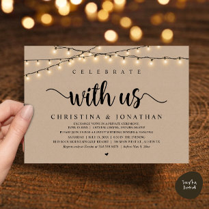 Vier met ons, rustieke bruiloft diner Elopement Kaart