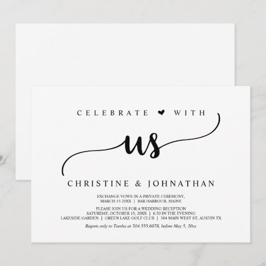 Vier met ons, Rustieke Trouw Elopement Feest Kaart (Voorkant / Achterkant)