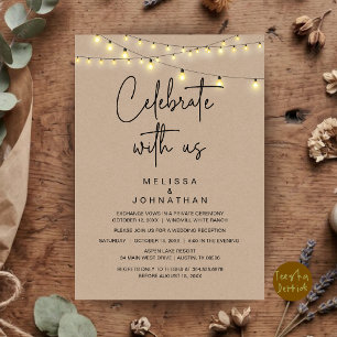 Vier Met Ons, Rustieke Trouw Elopement Feest Kaart