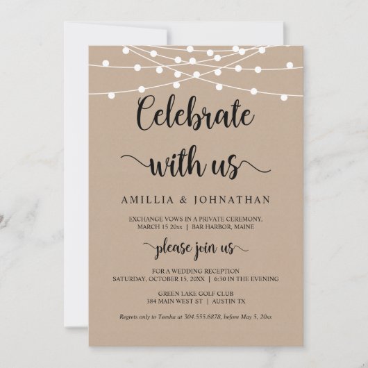 Vier met ons, Rustieke Trouwfeest Uitnodiging (Voorkant)