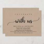 Vier met ons, rustige trouw-elopement diner kaart (Voorkant / Achterkant)