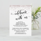 Vier met Ons Script Roos Goud Confetti Kaart (Staand voorkant)