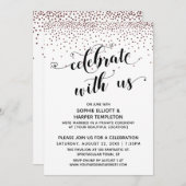 Vier met Ons Script Roze Gouden Confetti Kaart (Voorkant / Achterkant)