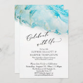 Vier met Ons Teal & Goud Inkt Ontvangst Alleen Kaart (Voorkant / Achterkant)