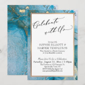 Vier met Ons Teal & Goud Inkt Ontvangst Only Kaart (Voorkant / Achterkant)