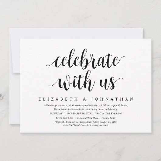 Vier met ons, Trouw Elopement Dinner Kaart (Voorkant)