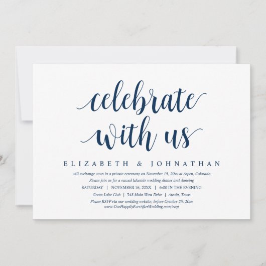 Vier met ons, Trouw Elopement Dinner Uitnodiging (Voorkant)