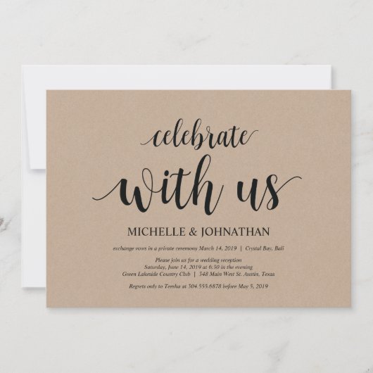 Vier met ons, Trouw Elopement Uitnodigingen (Voorkant)