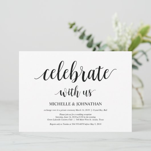 Vier met ons, Trouwuitnodiging voor een intieme pl Kaart (Staand voorkant)