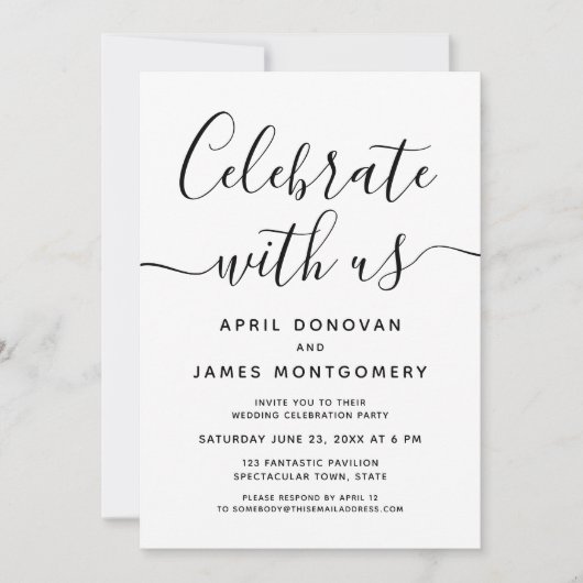 Vier met ons typografie bruiloft uitnodiging (Voorkant)