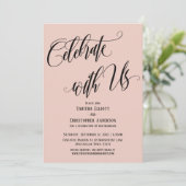 Vier met Ons Uitgebreid Script Blozend Roze Kaart (Staand voorkant)