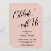 Vier met Ons Uitgebreid Script Blozend Roze Kaart (Voorkant / Achterkant)