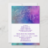 Vier met Ons Waterverf Harten Receptie Only Kaart (Voorkant)