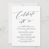 Vier met ons, zwart, bruiloft repetitie diner kaart (Voorkant)