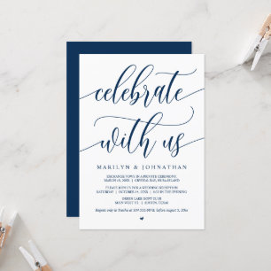 Vier met ons, Zwart, Trouw Elopement Feest Kaart