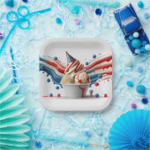 Vier met rood wit blauw papieren bordje (Feest)