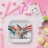 Vier met rood wit blauw papieren bordje (Feest)