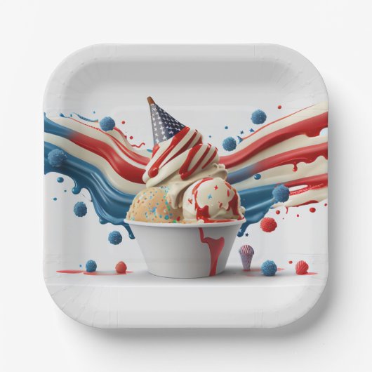 Vier met rood wit blauw papieren bordje (Voorkant)