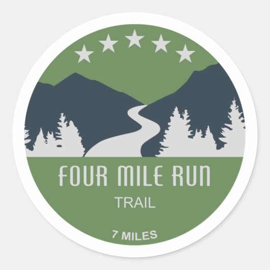 Vier Mile run Trail Ronde Sticker (Voorkant)