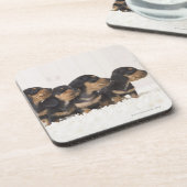 Vier Mini Dachshund Onderzetter (Linkerzijde)