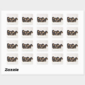 Vier Mini Dachshund Vierkante Sticker (Vel)