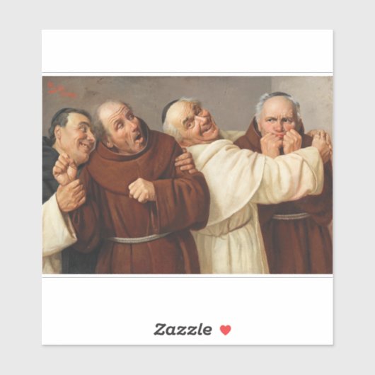 Vier monniken, ca. 1884 door Claudio Rinaldi Sticker (Vel)