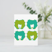 VIER MOODS IN BLAUWGROEN EN GROEN BRIEFKAART (Staand voorkant)