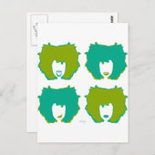 VIER MOODS IN BLAUWGROEN EN GROEN BRIEFKAART (Voorkant / Achterkant)