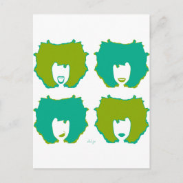 VIER MOODS IN BLAUWGROEN EN GROEN BRIEFKAART