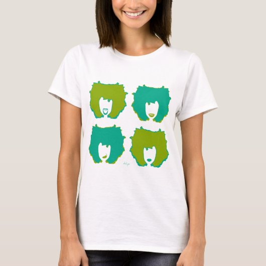 VIER MOODS IN BLAUWGROEN EN GROEN T-SHIRT (Voorkant)