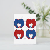 VIER MOODS IN RODE EN BLAUW BRIEFKAART (Staand voorkant)