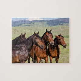 Vier mooie paarden legpuzzel