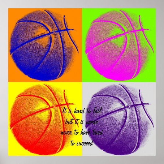 Vier Motivatie  Quote Basketball-Poster Poster (Voorkant)