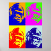 Vier Multicolor Gorilla Pop Art Poster (Voorkant)