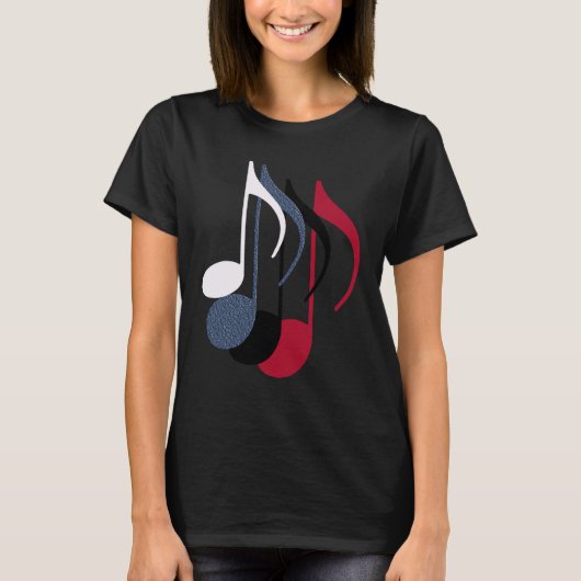 Vier muzieknoten t-shirt (Voorkant)