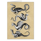 Vier mythologische dragons Sepia Notecard (Voorkant)