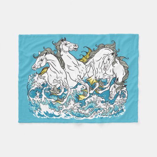 vier mythologische zeepaarden fleece deken (Voorkant (Horizontaal))