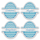 Vier naam aanpasbare ZigZag Pasen Eieren Stickers (Voorkant)