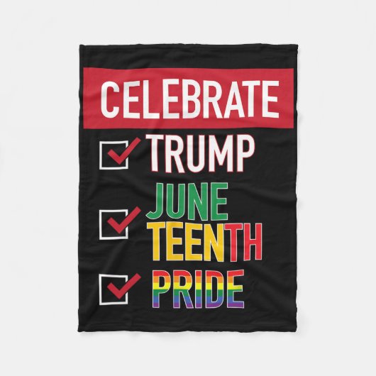 Vier naamplaat selectievakje Trump Juneteenth Prou Fleece Deken (Voorkant)