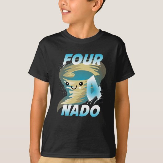 Vier Nado Tornado 4 Verjaardag Jongen T-shirt (Voorkant)