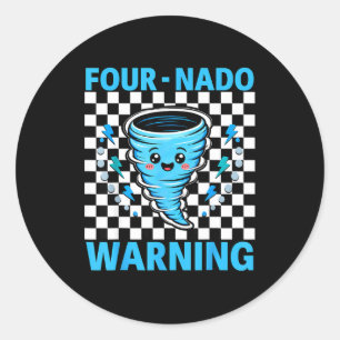 Vier nado waarschuwing 4e verjaardag 4 jaar oude k ronde sticker