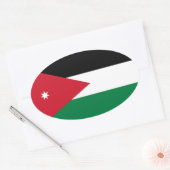 VIER Nationale vlag van Jordanië Ovale Sticker (Envelop)