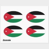 VIER Nationale vlag van Jordanië Ovale Sticker (Vel)