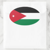 VIER Nationale vlag van Jordanië Ovale Sticker (Tas)